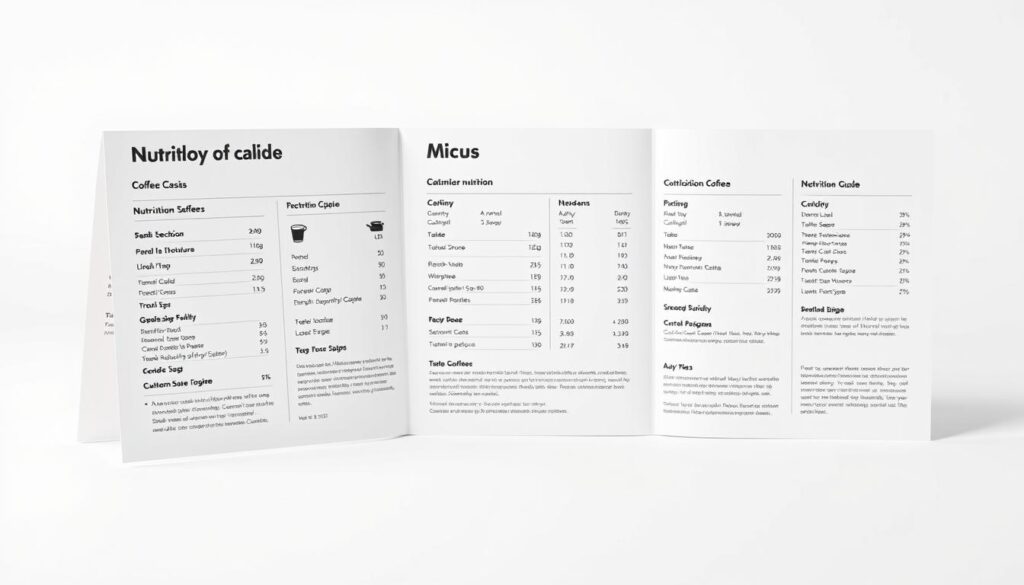 A sleek, modern-looking "McDonald's Coffee Nutrition Guide" displayed on a clean, white background. The guide features a minimalist design with clear, easy-to-read nutritional information for various coffee sizes and customization options. The guide is presented in a 3/4 angle, with subtle highlights and shadows creating depth and dimension. The layout is balanced, with ample white space and a visually appealing hierarchy of information. The overall mood is informative, professional, and slightly aspirational, reflecting the healthier, more health-conscious side of the McDonald's coffee menu.